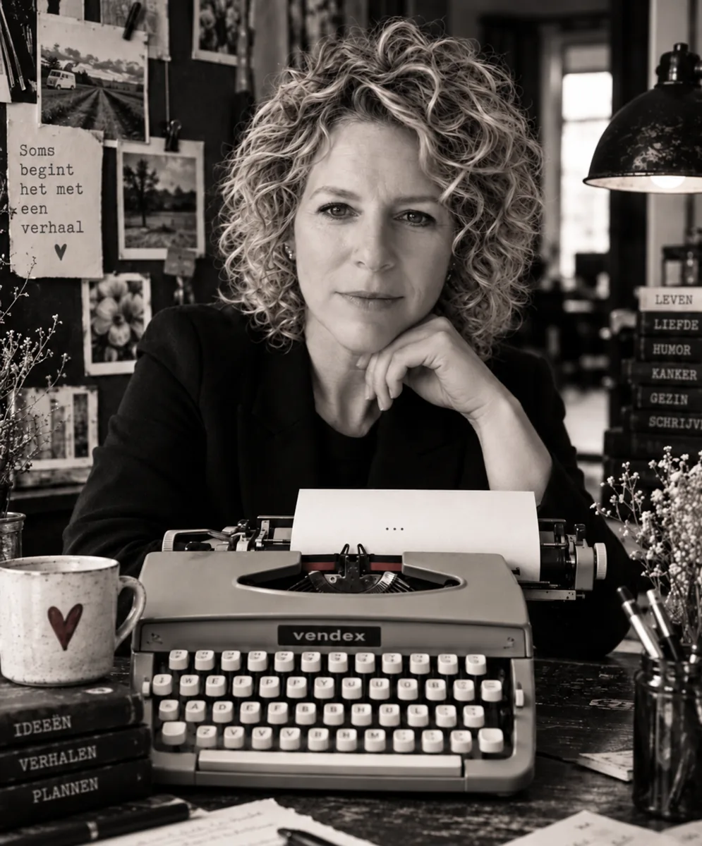 Else-Marieke achter haar Vendex-typemachine