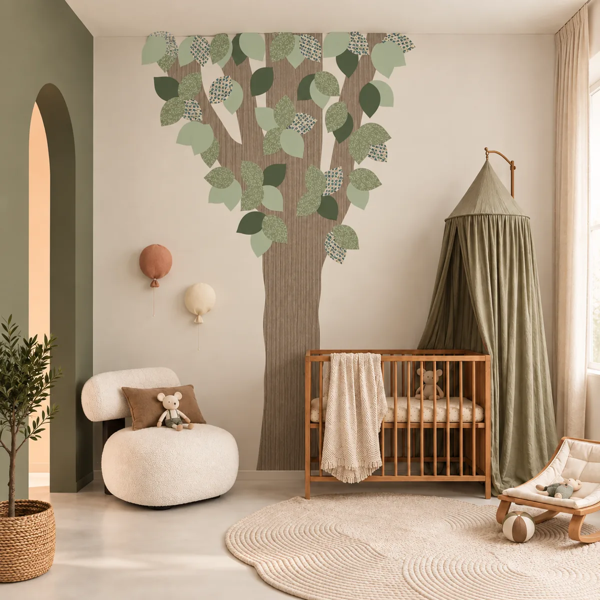 Kinderkamer met een volledige MAREL-behangboom tot aan het plafond
