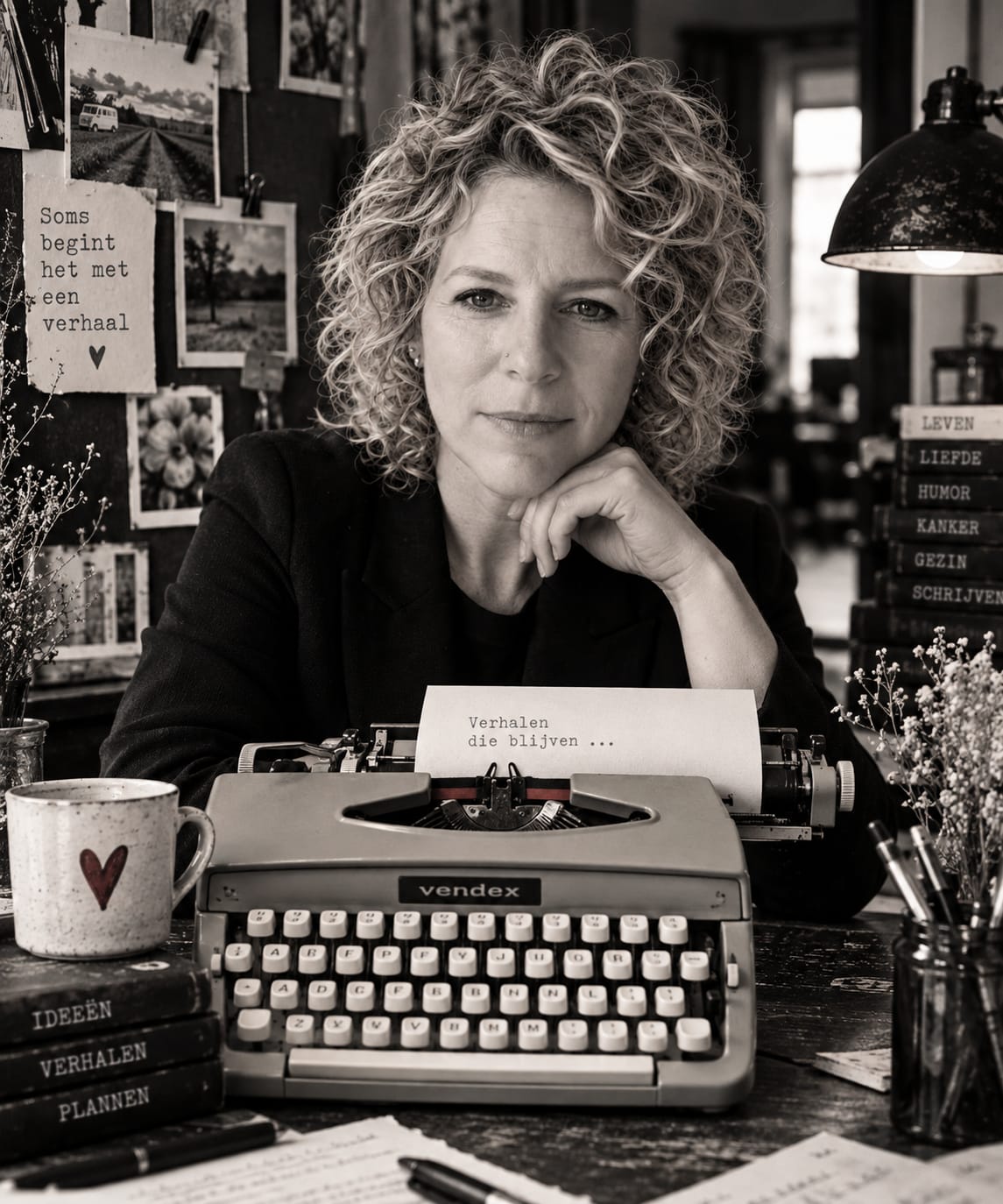 Else-Marieke achter haar Vendex-typemachine